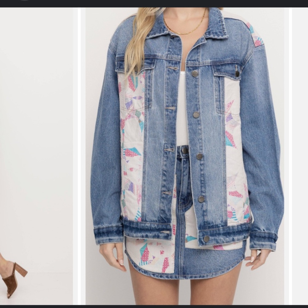 NWT PTCL fawn patch denim jacket